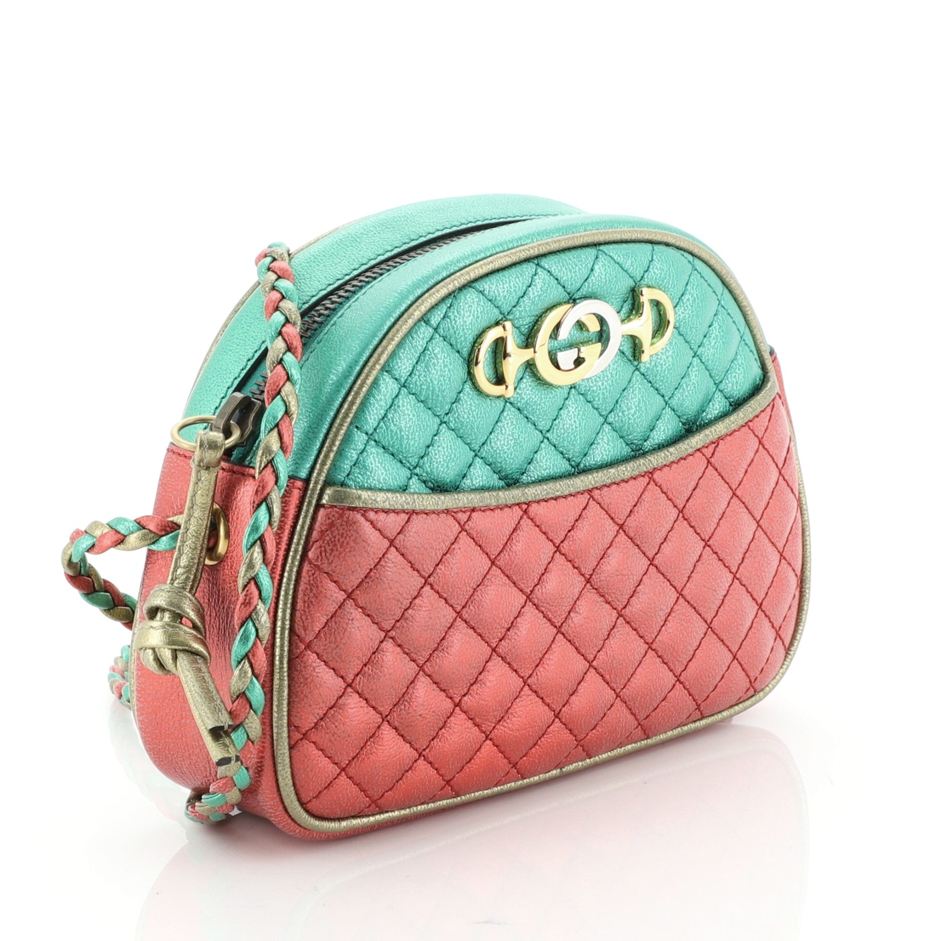 Trapuntata Camera Shoulder Bag Quilted Laminated Leather Mini