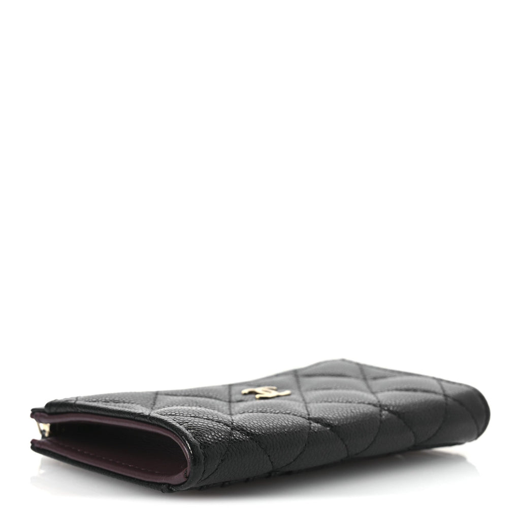 Caviar Quilted CC Zip Around  Holder Black