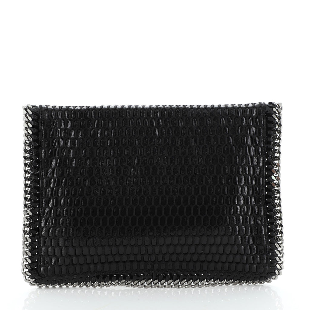 Falabella Fold Over Clutch Mesh and Faux Patent
