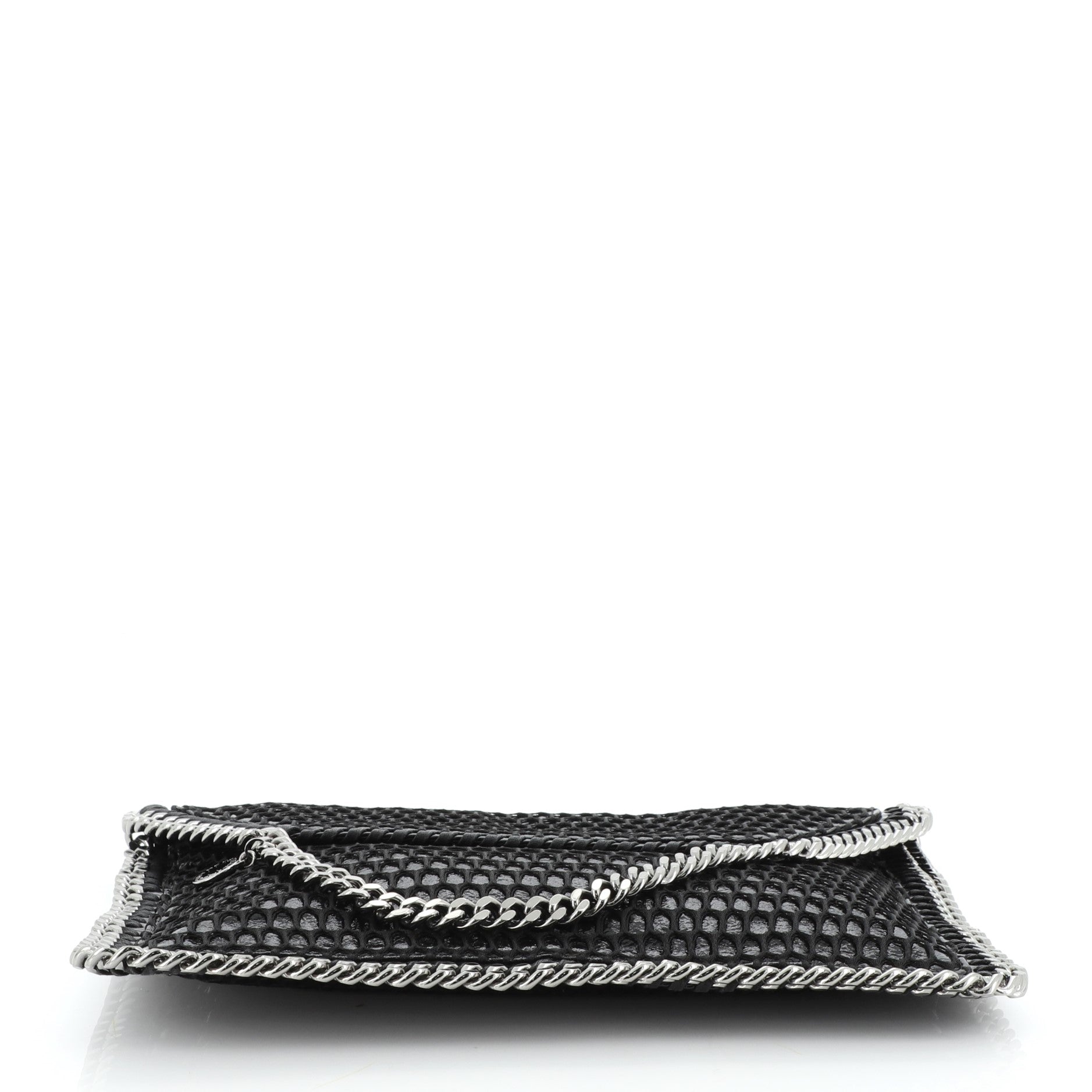 Falabella Fold Over Clutch Mesh and Faux Patent