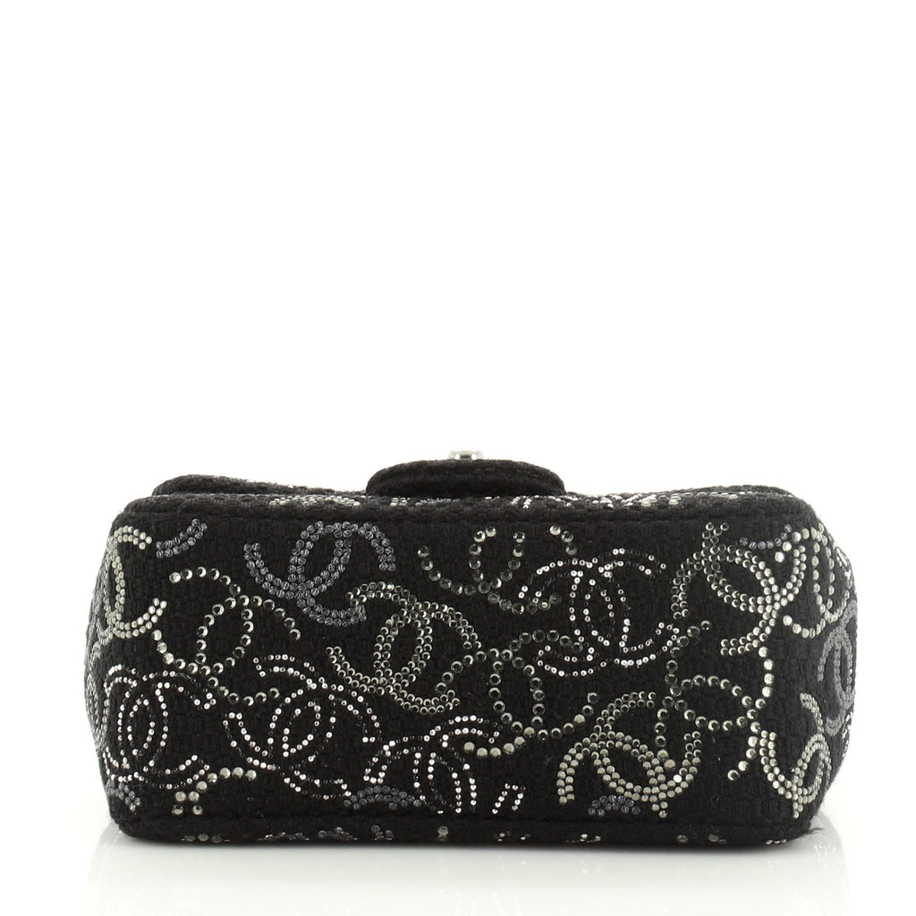 Paris-Shanghai Pudong Flap Bag Strass Embellished Tweed Mini