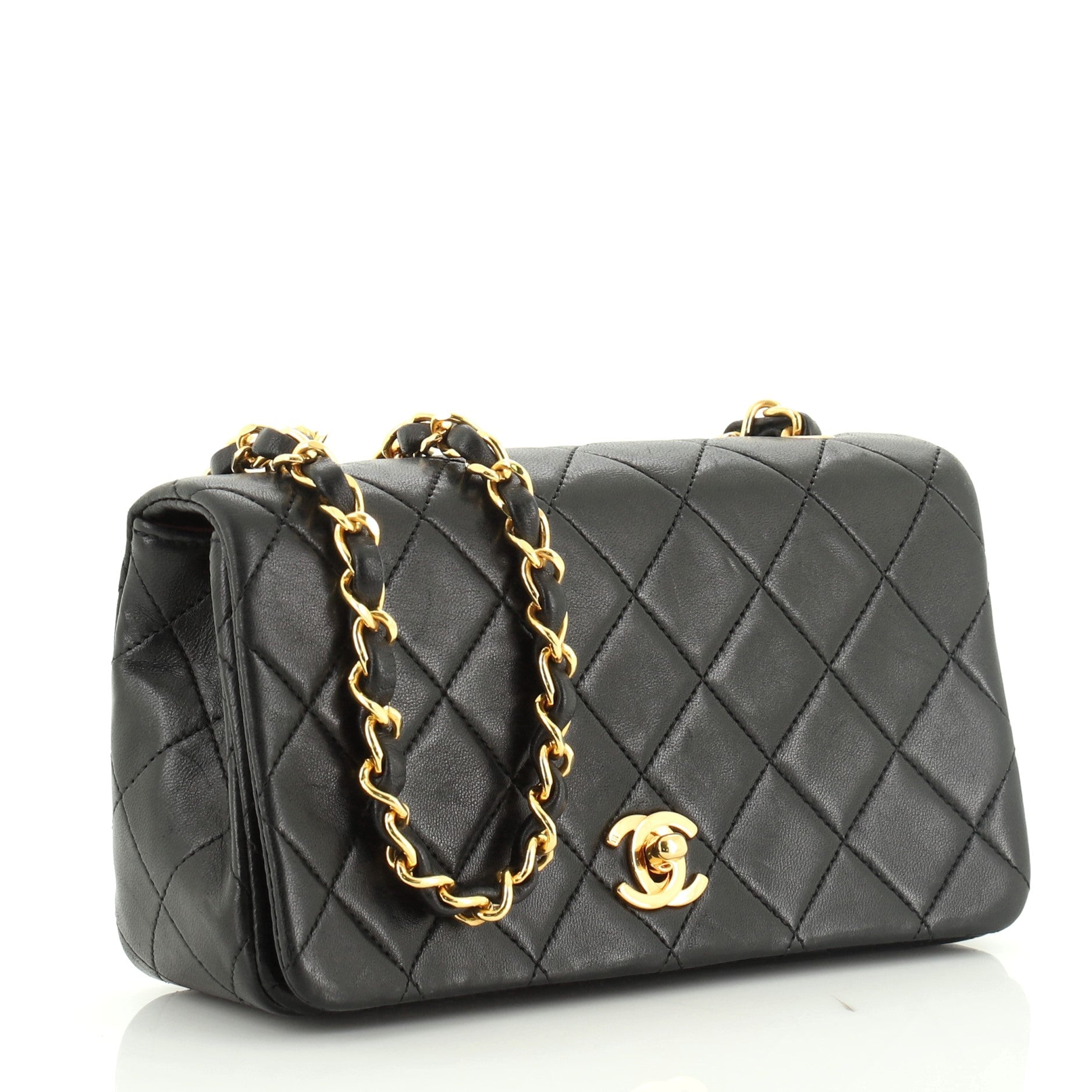 Vintage 3 Way Full Flap Bag Quilted Lambskin Mini