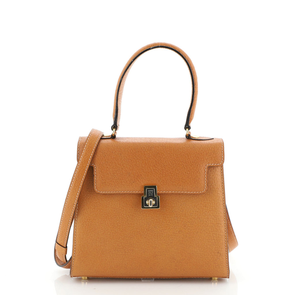 Vintage Turn Lock Top Handle Bag Leather Mini