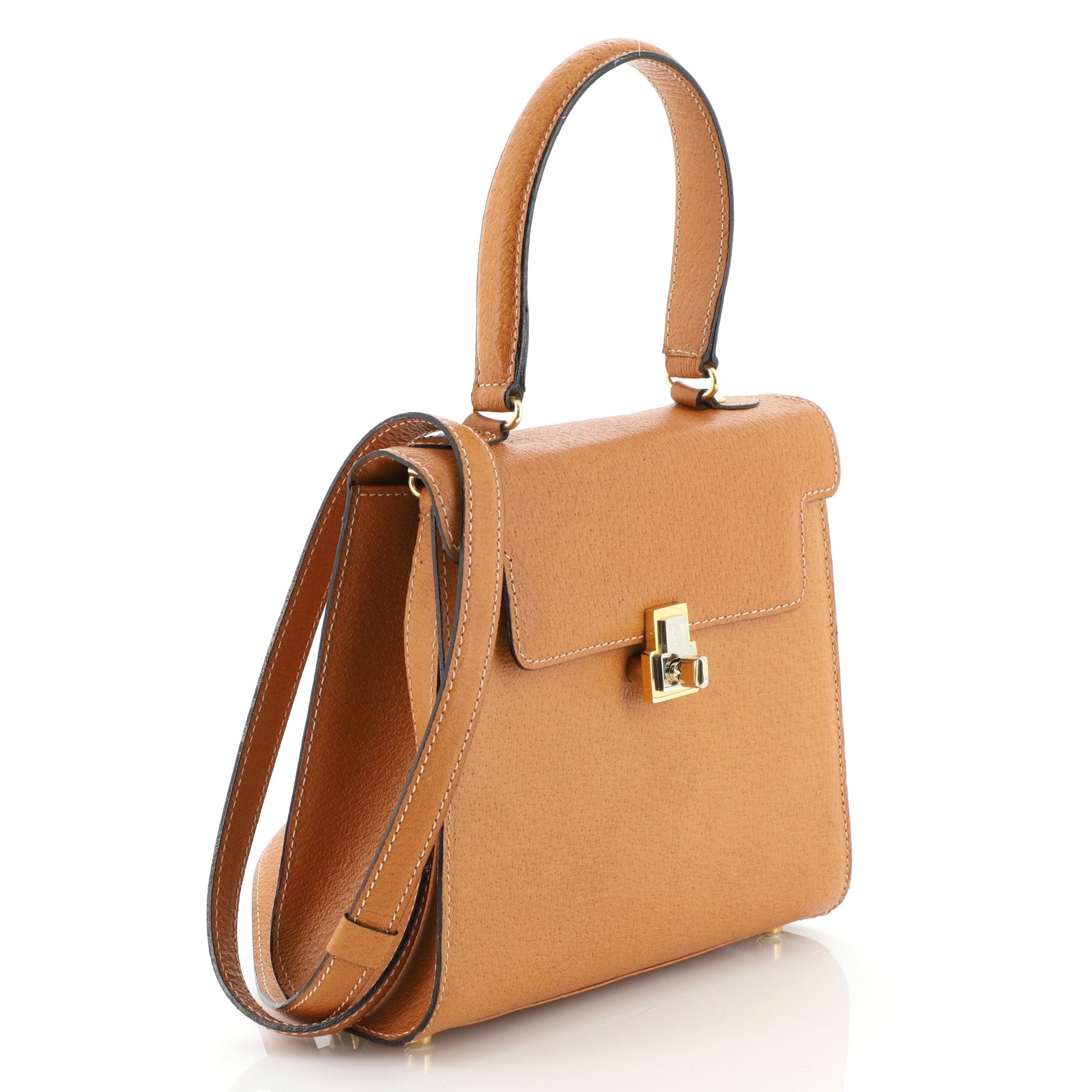 Vintage Turn Lock Top Handle Bag Leather Mini