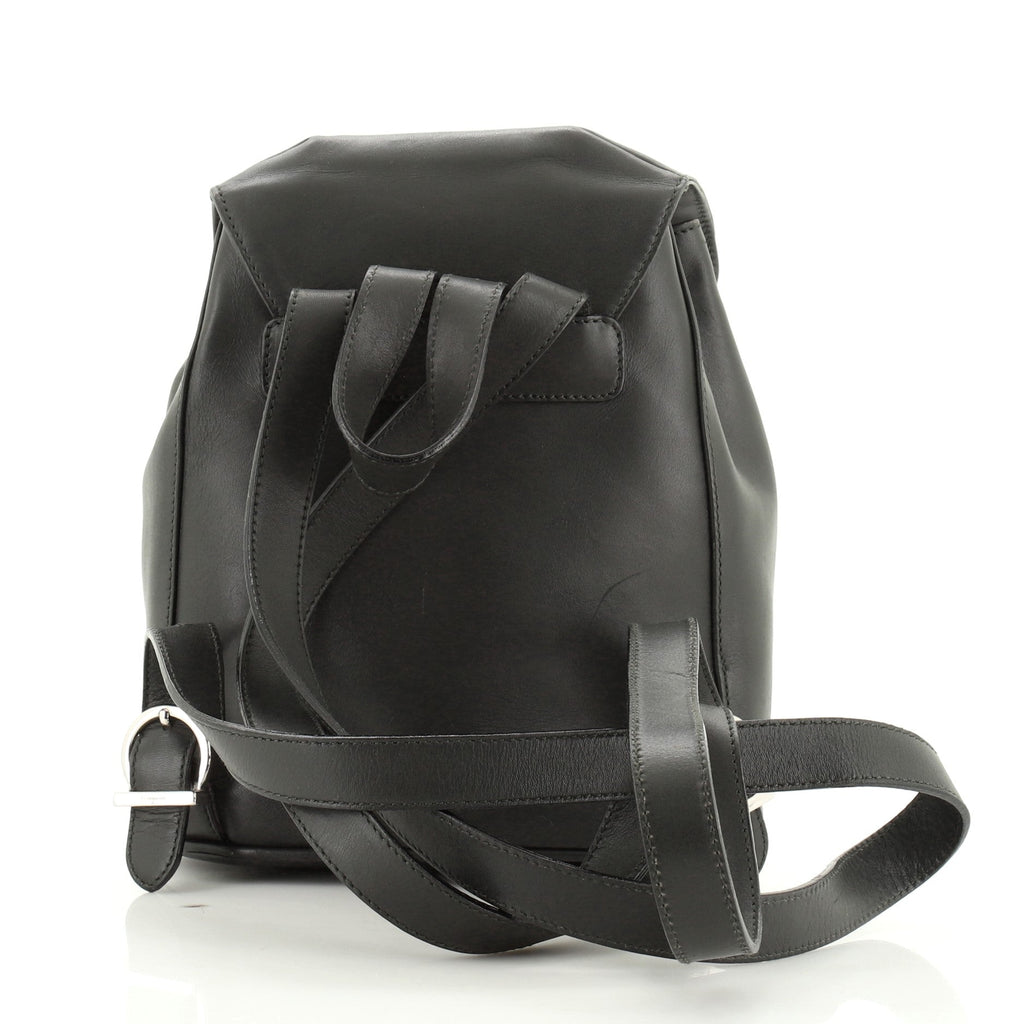 Gancini Flap Drawstring Backpack Leather Mini