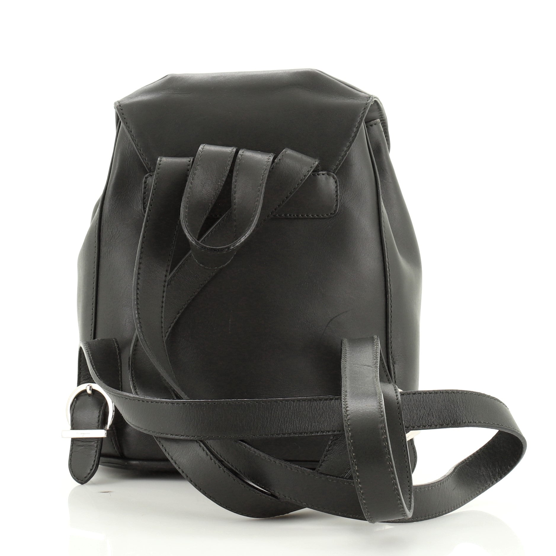 Gancini Flap Drawstring Backpack Leather Mini
