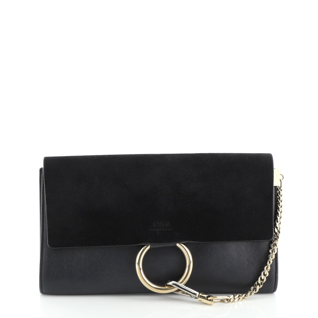 Faye Clutch Leather and Suede
