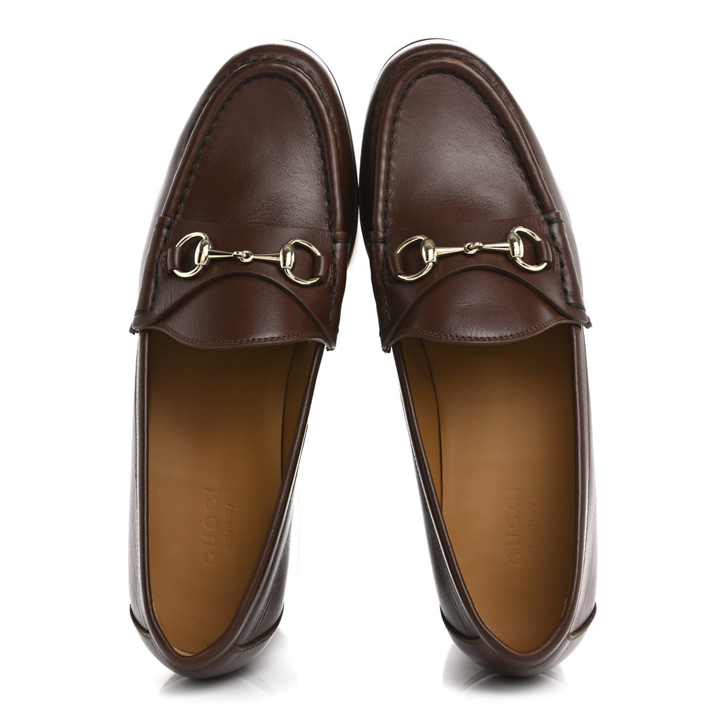 Ancora Calfskin Womens Horsebit Platform Loafers 37.5 Brown