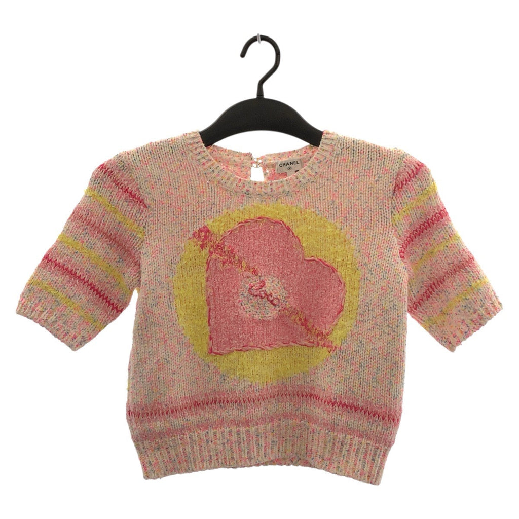 Chanel Heart Motif Coco Mark Wool Knit Top