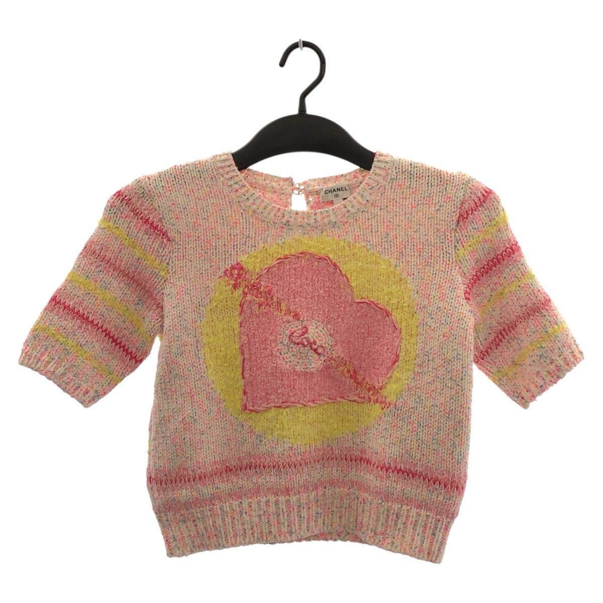 Chanel Heart Motif Coco Mark Wool Knit Top