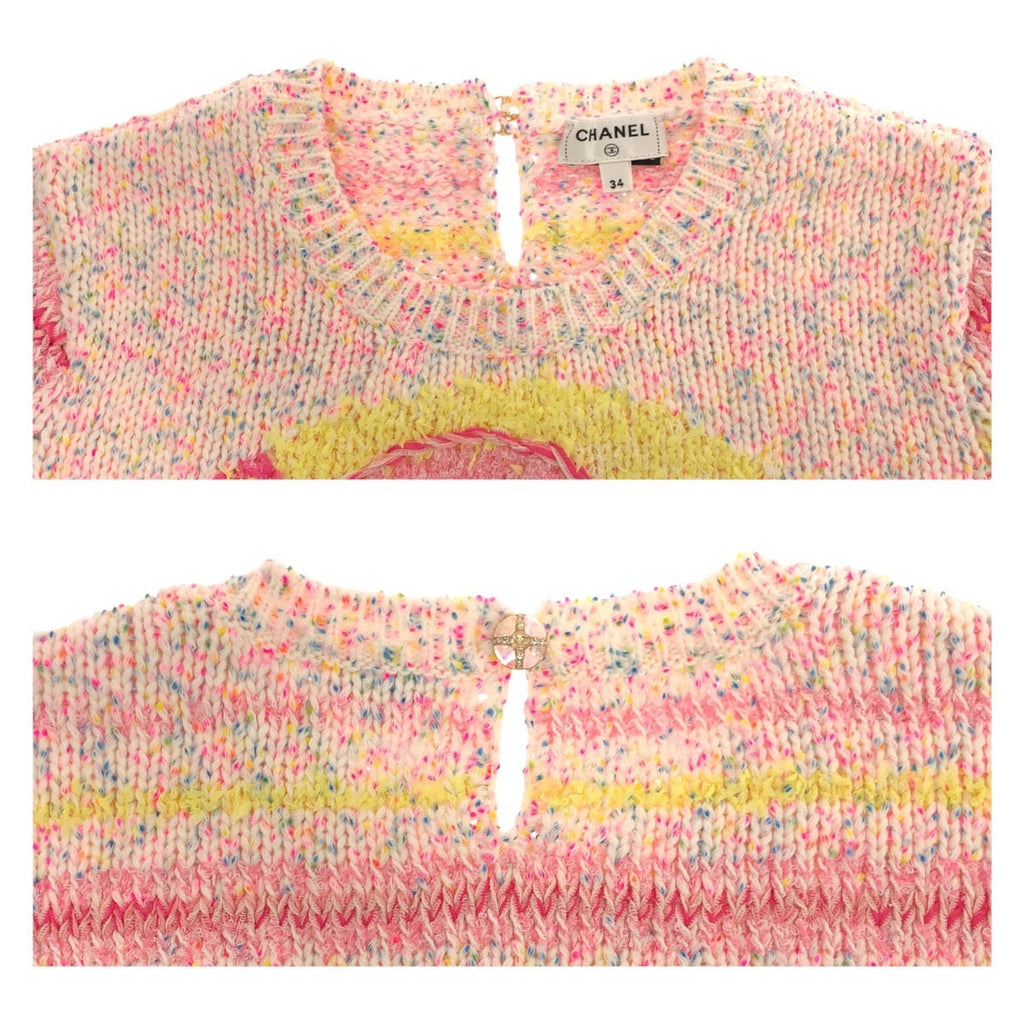Chanel Heart Motif Coco Mark Wool Knit Top
