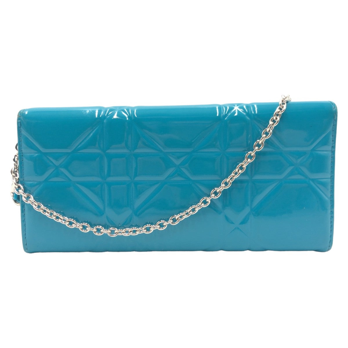 Dior Cannage Logo Charm Patent Leather Long Wallet