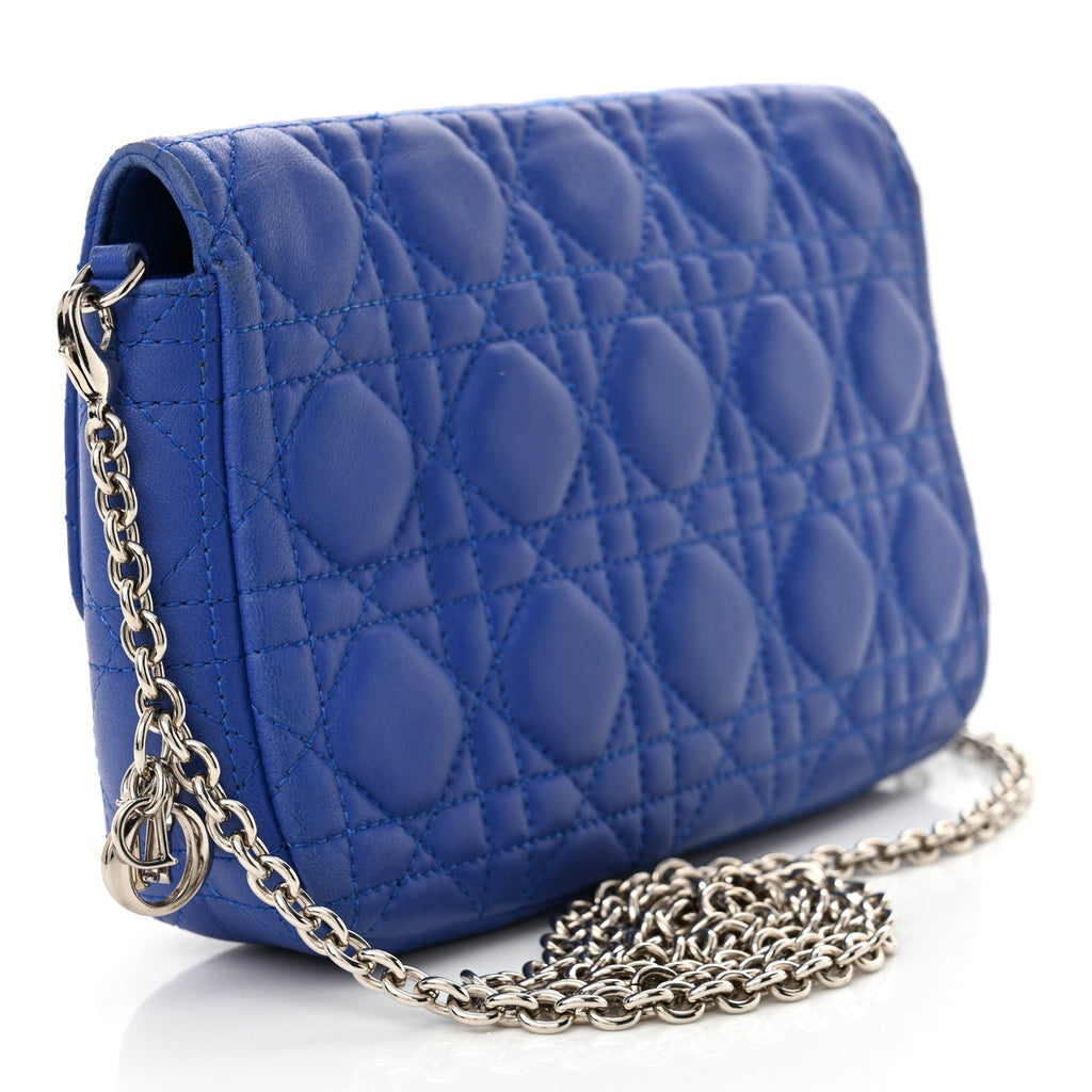 Lambskin Cannage Miss Dior Promenade Pouch Blue