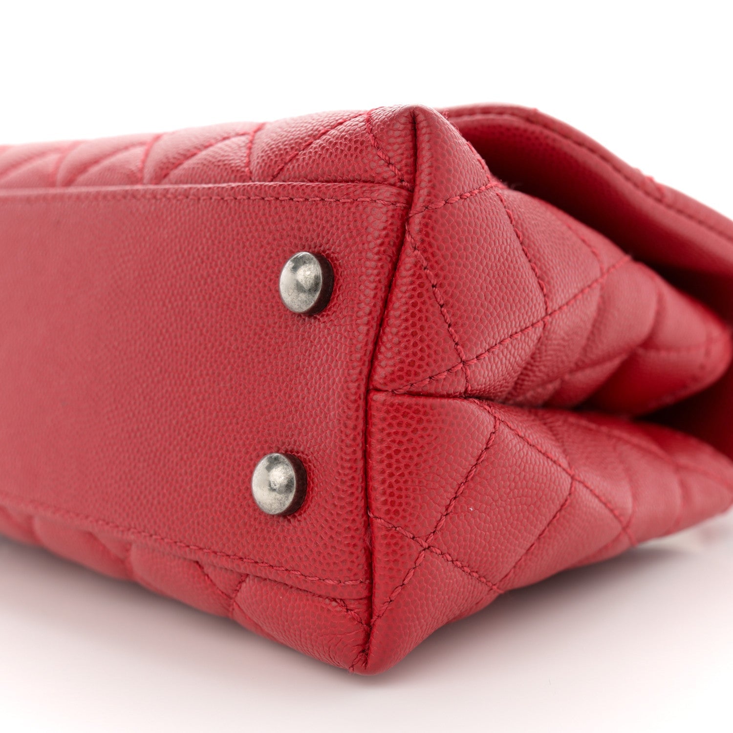 Caviar Quilted Mini Coco Handle Flap Red