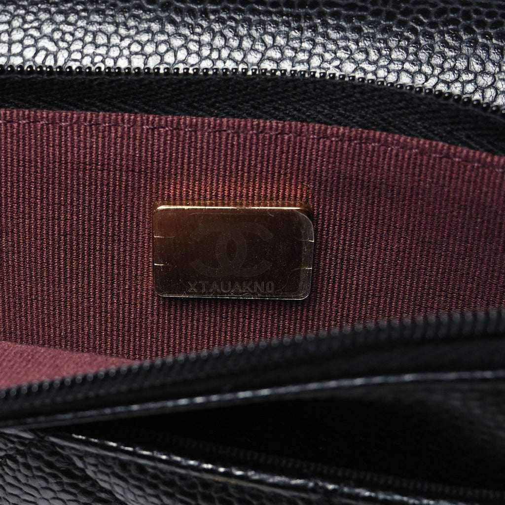 Caviar Quilted CC Turnlock Wallet On Chain WOC Black