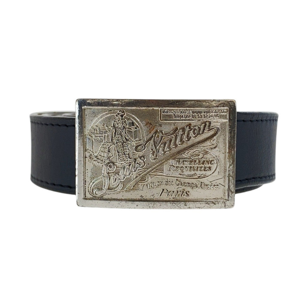 Louis Vuitton Sangle Jeans Leather Metal Belt