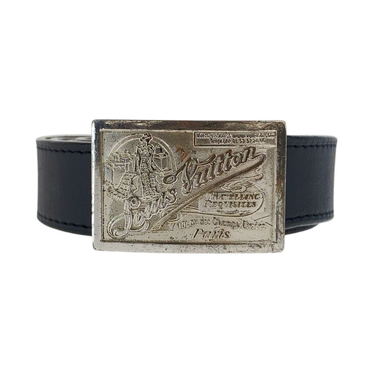 Louis Vuitton Sangle Jeans Leather Metal Belt