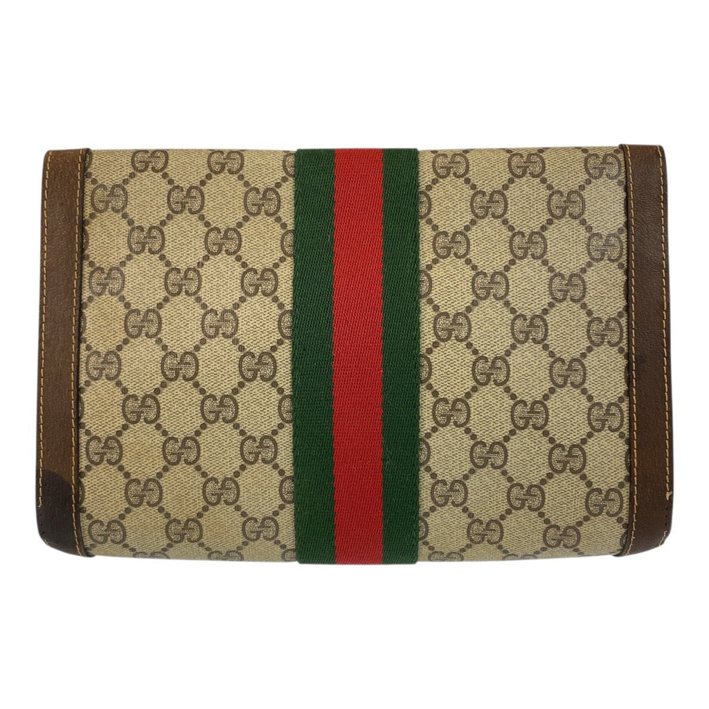 Gucci GG Supreme Canvas Leather Clutch Bag