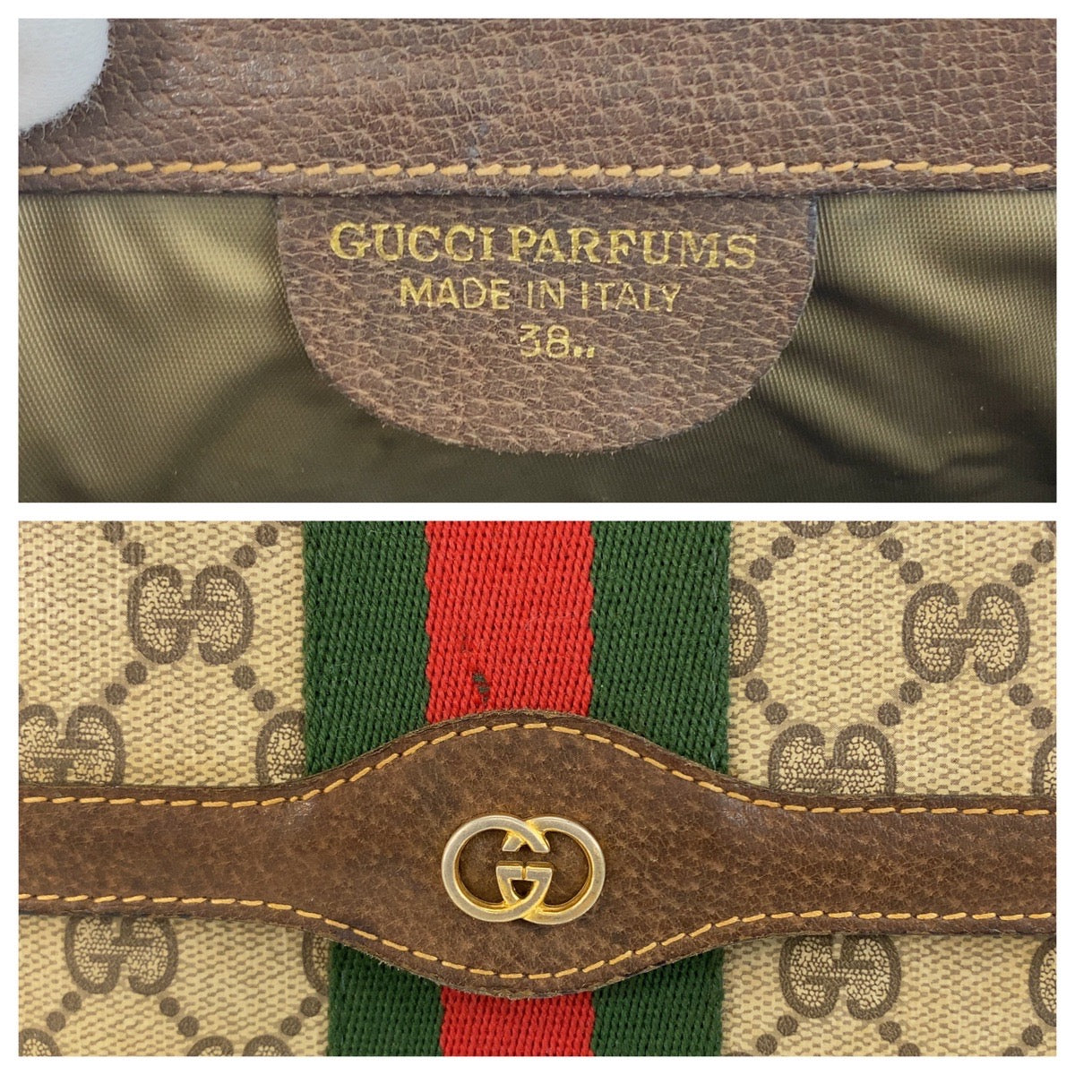 Gucci GG Supreme Canvas Leather Clutch Bag