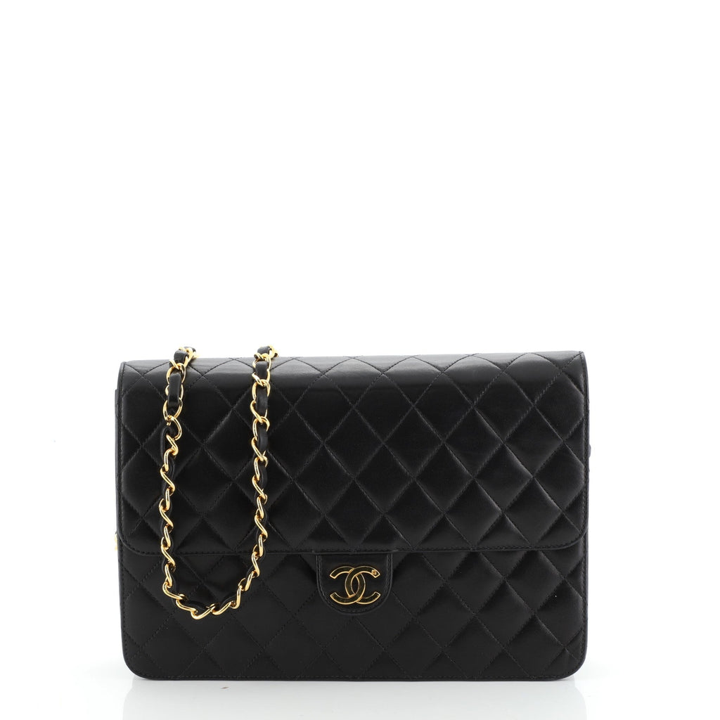 Vintage Clutch with Chain Quilted Leather Medium