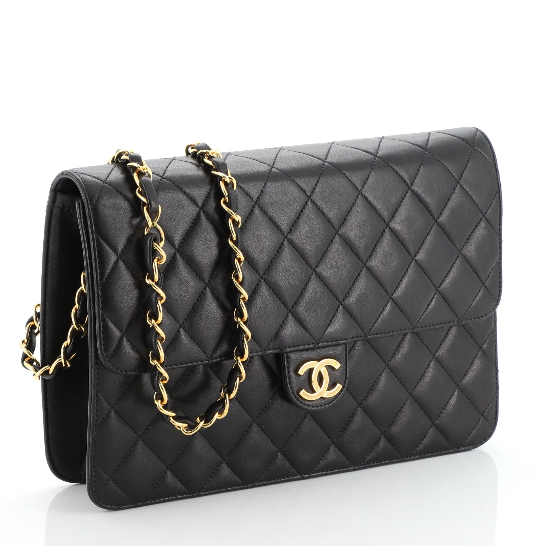 Vintage Clutch with Chain Quilted Leather Medium
