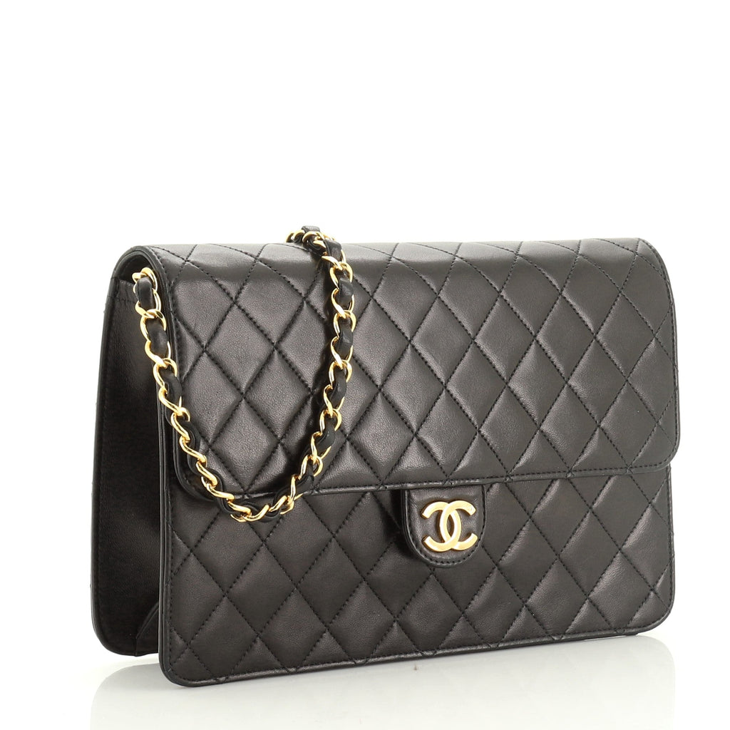 Vintage Clutch with Chain Quilted Leather Medium