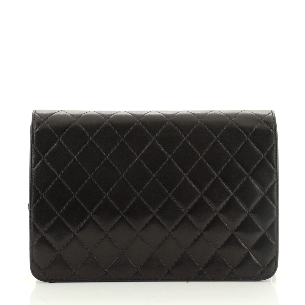 Vintage Clutch with Chain Quilted Leather Medium