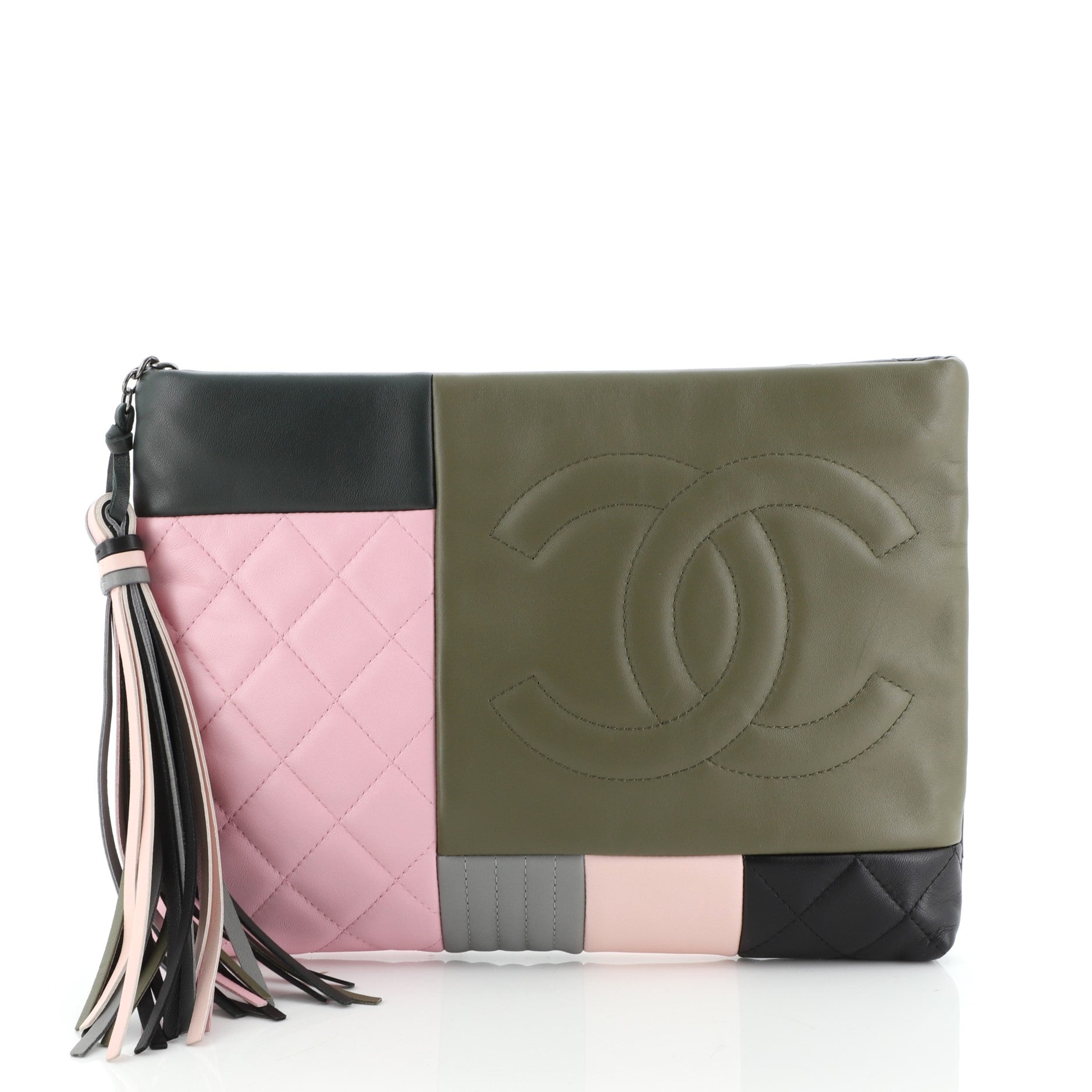 O Case Clutch Colorblock Quilted Leather Medium