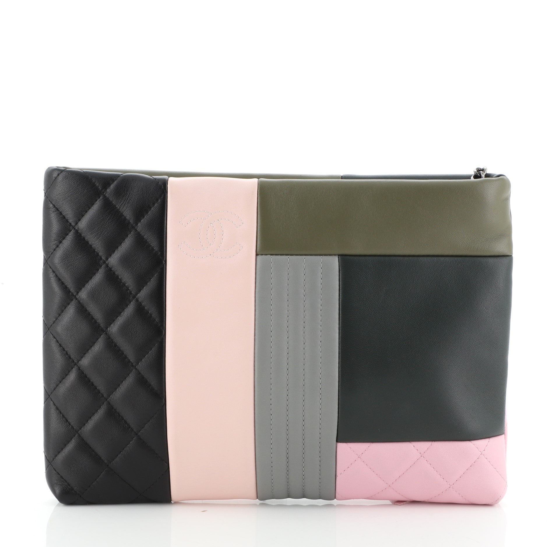 O Case Clutch Colorblock Quilted Leather Medium