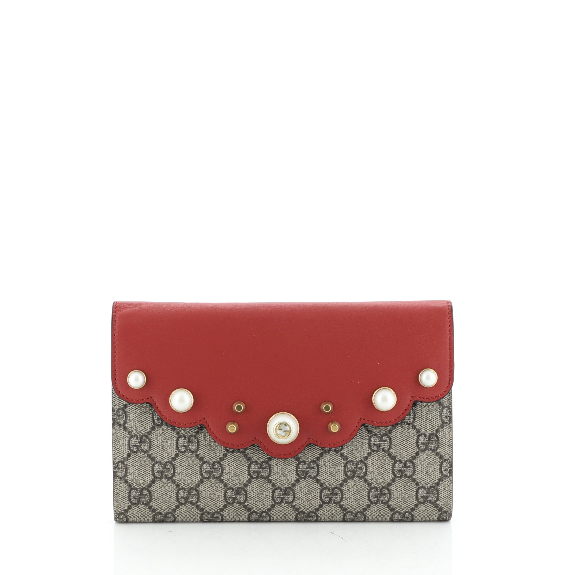 Pearly Peony Clutch GG Coated Canvas and Leather