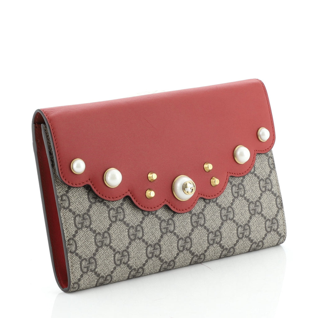 Pearly Peony Clutch GG Coated Canvas and Leather