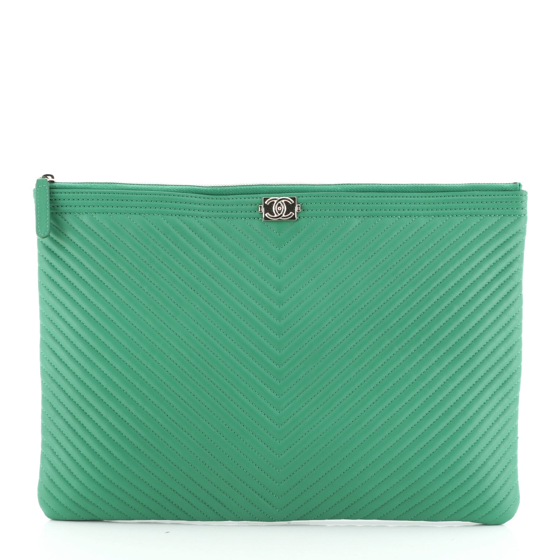 Boy O Case Clutch Chevron Quilted Lambskin Large