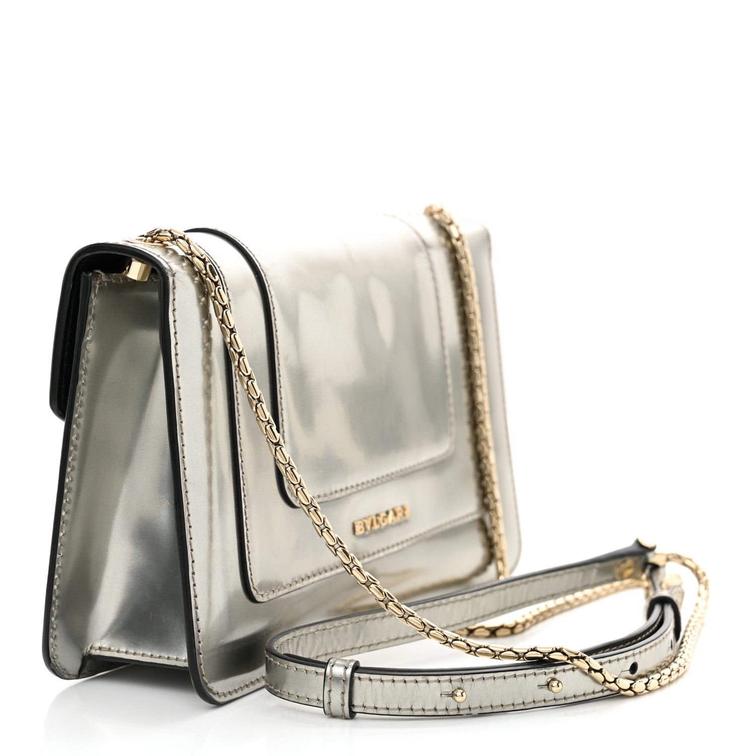 Metallic Serpenti Forever Small Shoulder Bag Silver