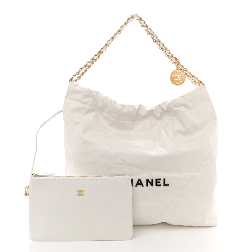 Calfskin Quilted Chanel 22 White