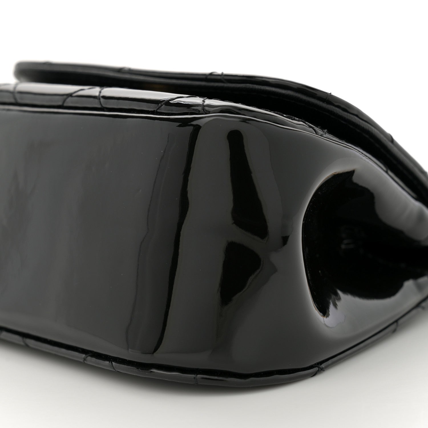 Patent Quilted Frame Clutch Flap With Chain Black