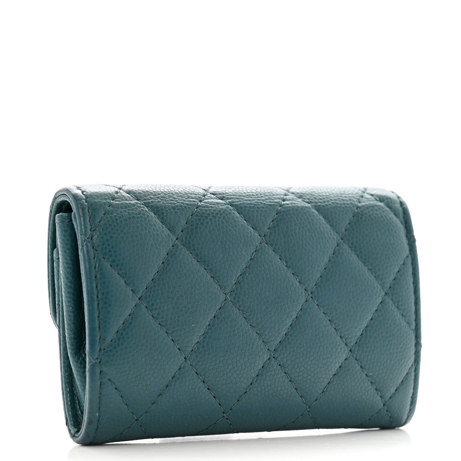 Caviar Quilted Flap  Holder Turquoise