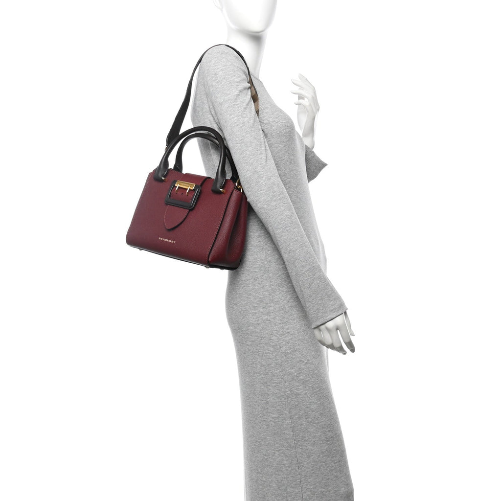 Soft Grain Calfskin Small Buckle Tote Antique Red