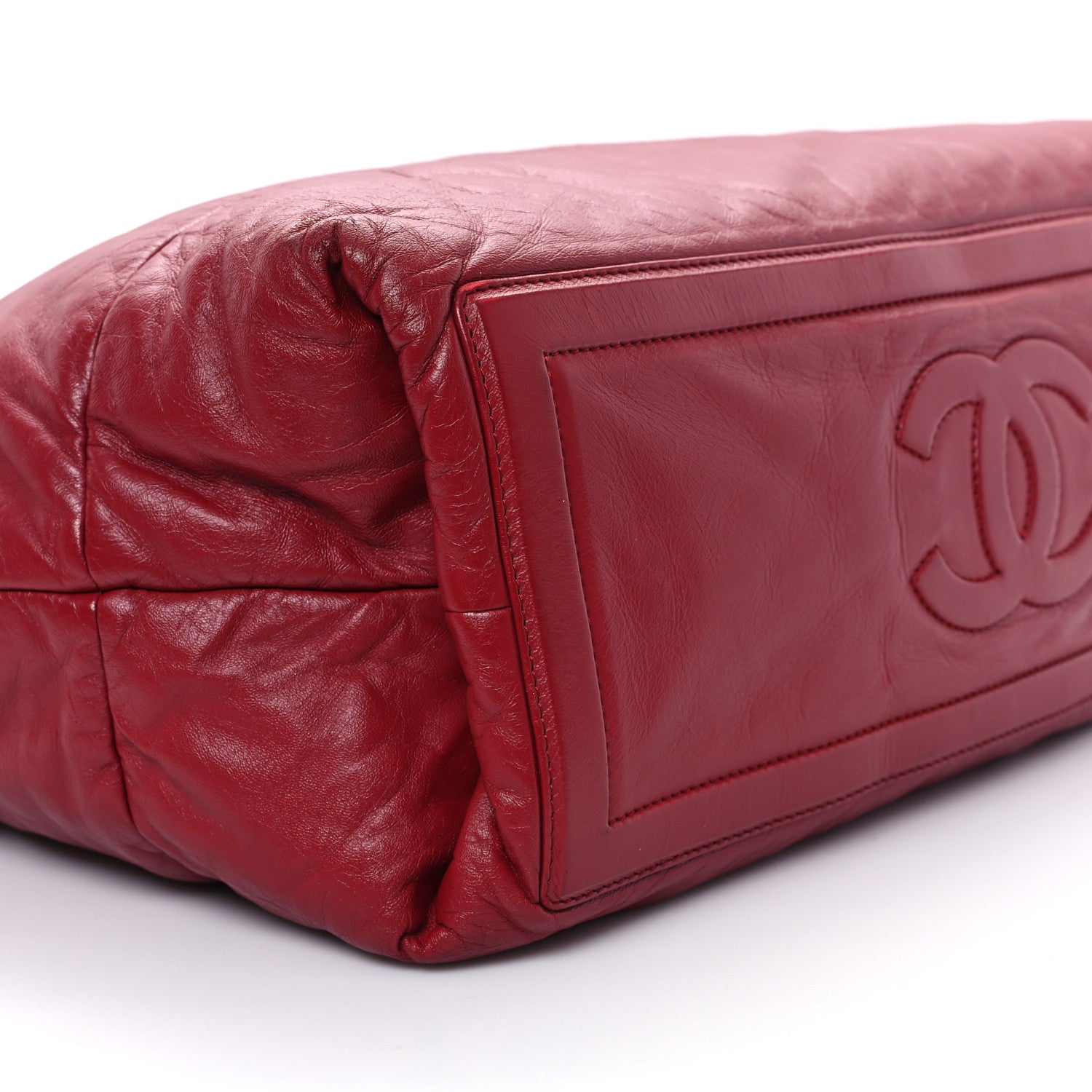 Lambskin Quilted Large Coco Cocoon Reversible Tote Red Red