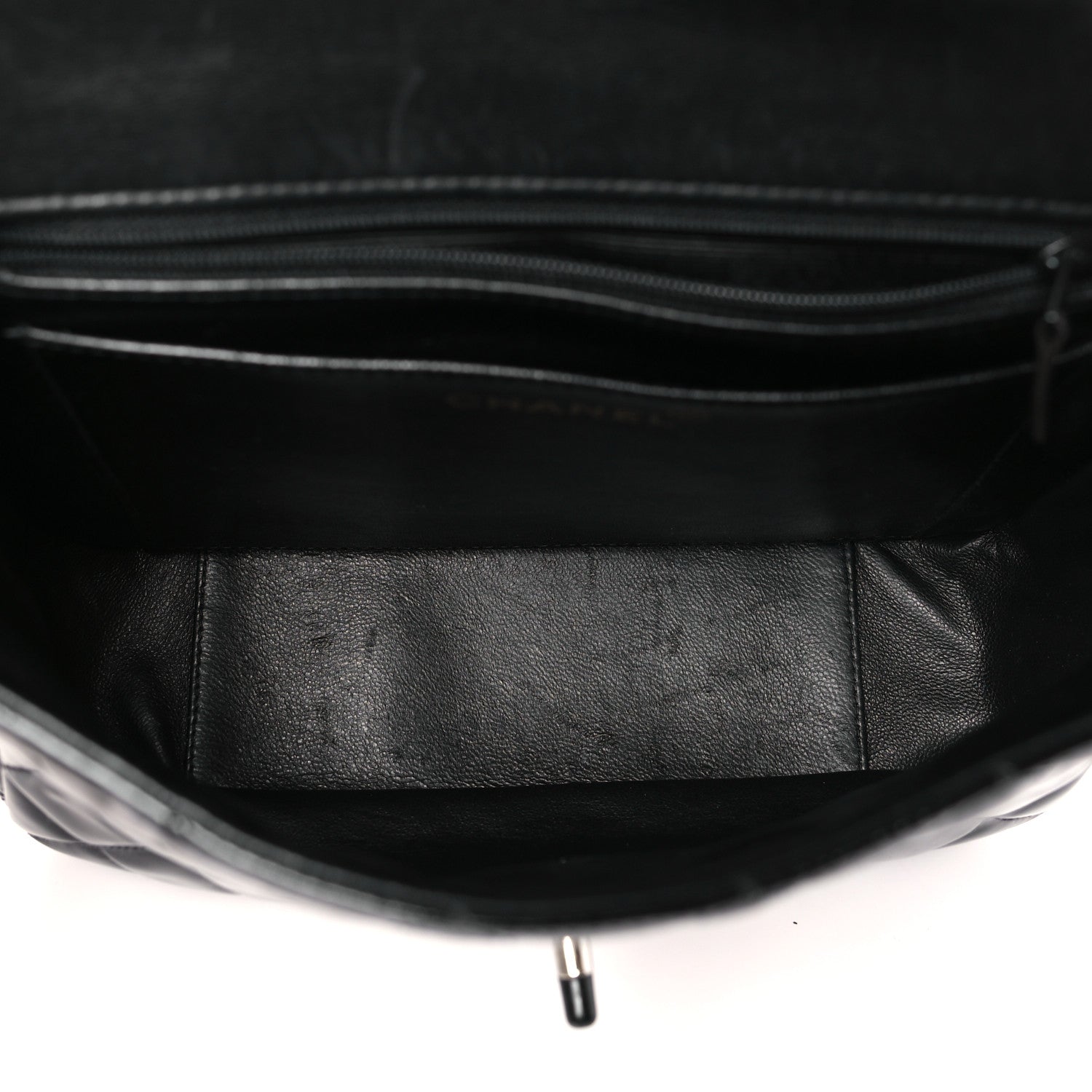 Patent Quilted Shoulder Flap Bag Black