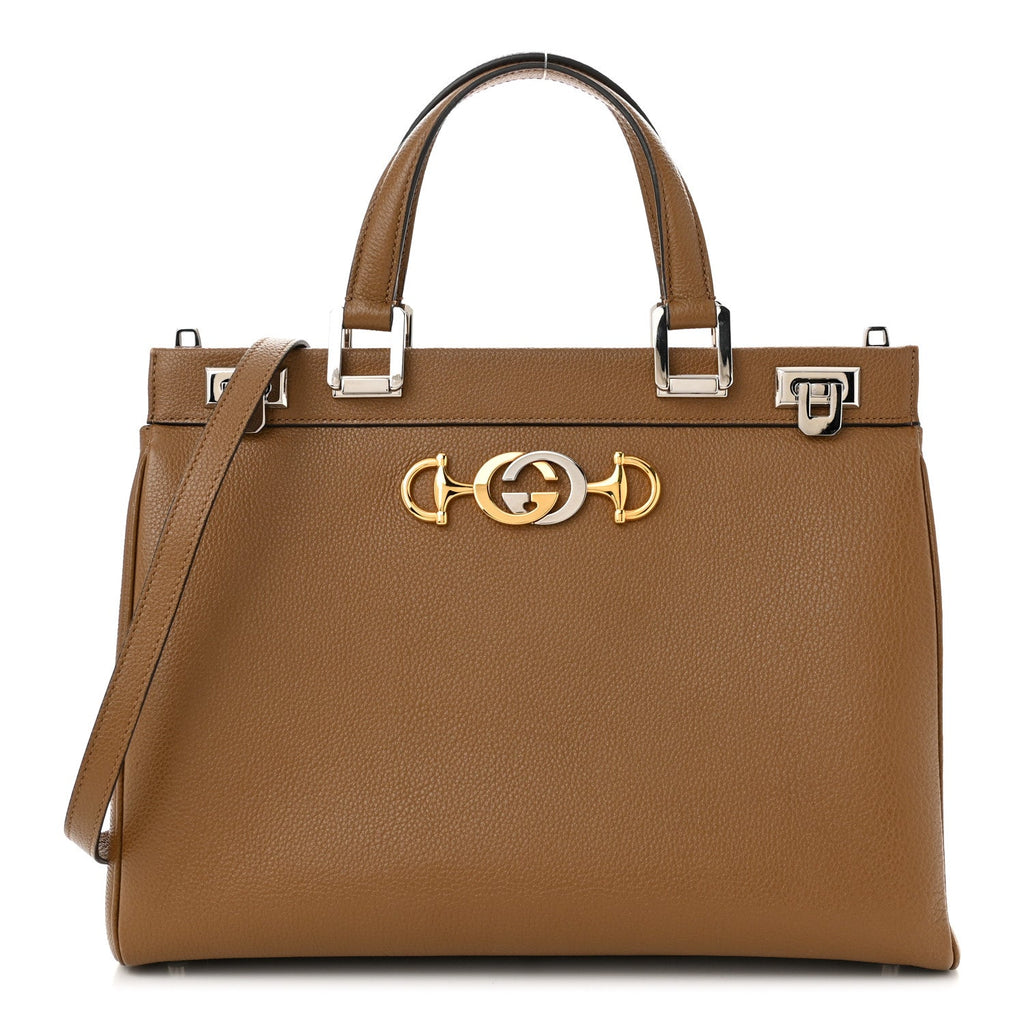Grainy Calfskin Medium Zumi Top Handle Bag Friky Taupe