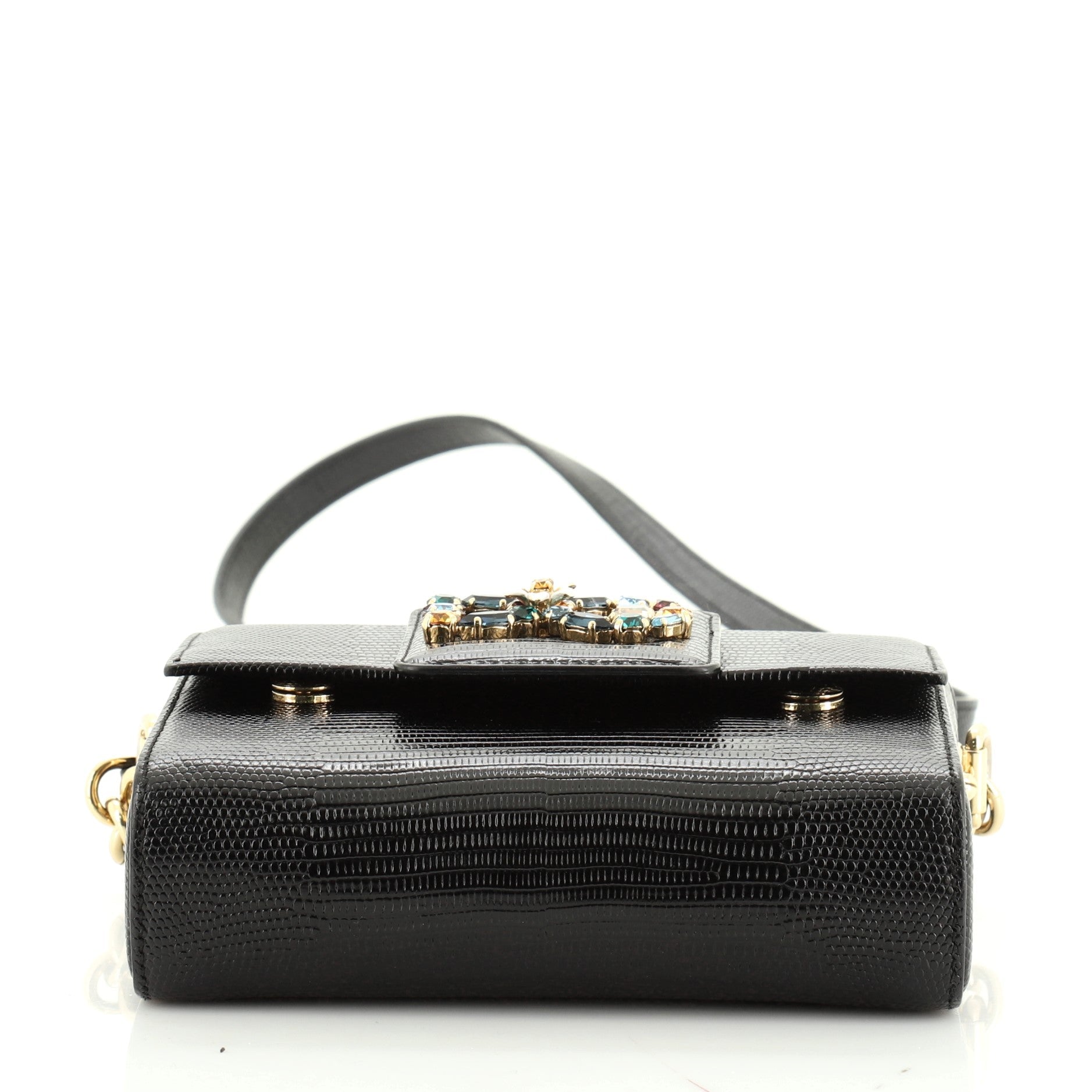 Millennials Shoulder Bag Embellished Lizard Embossed Leather Mini