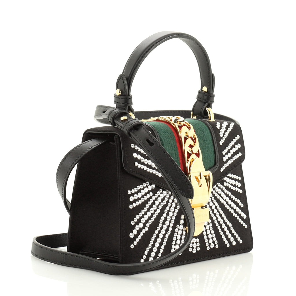 Sylvie Top Handle Bag Crystal Embellished Satin Mini
