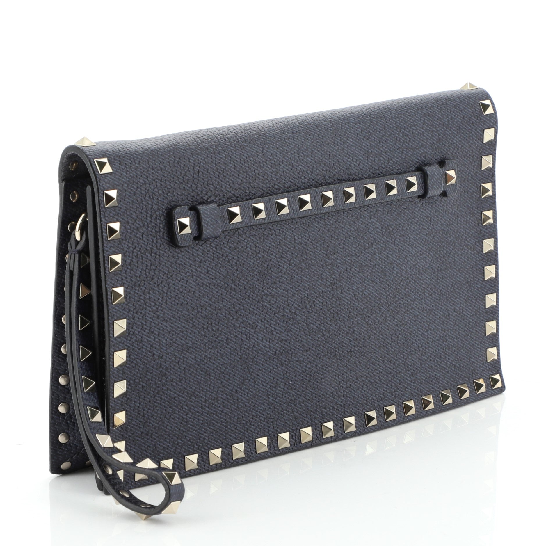 Rockstud Flap Clutch Leather
