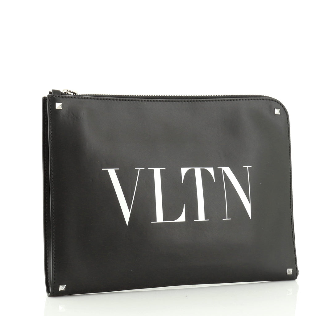 VLTN Zip Clutch Printed Leather