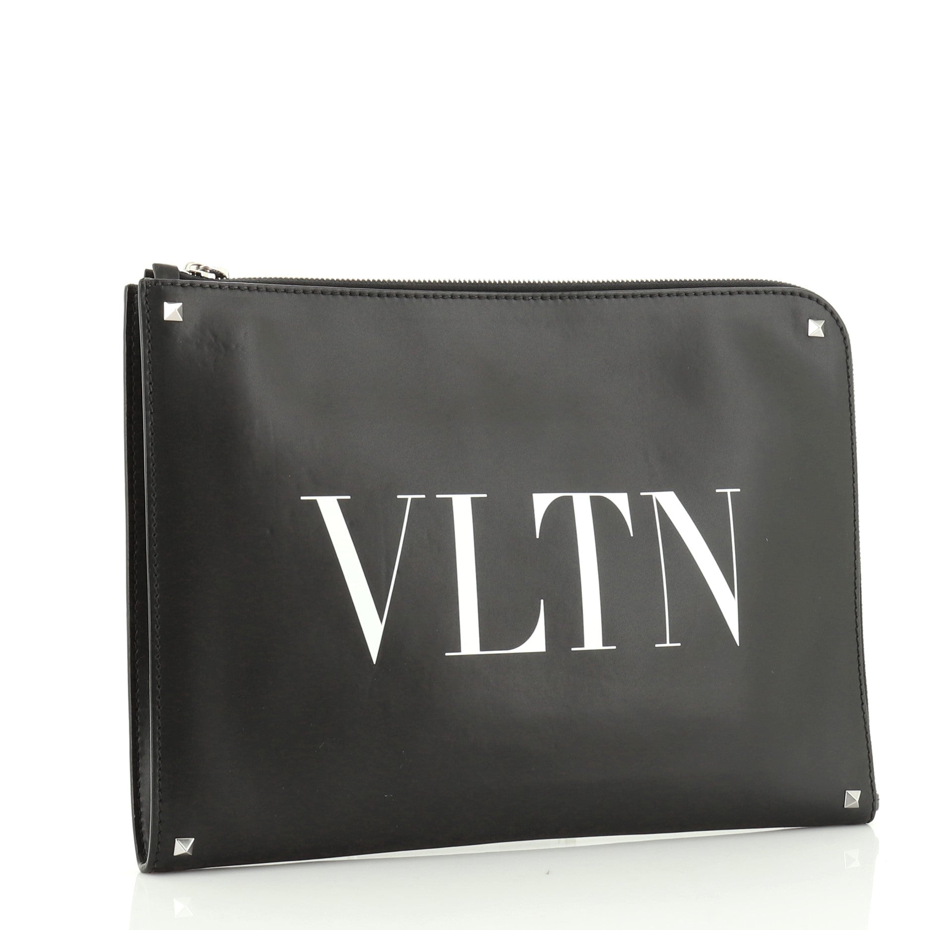 VLTN Zip Clutch Printed Leather
