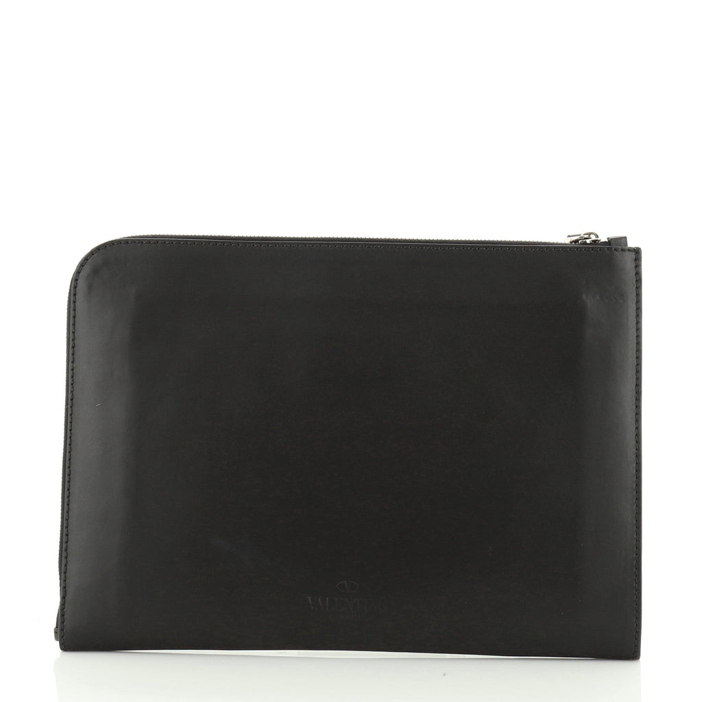 VLTN Zip Clutch Printed Leather