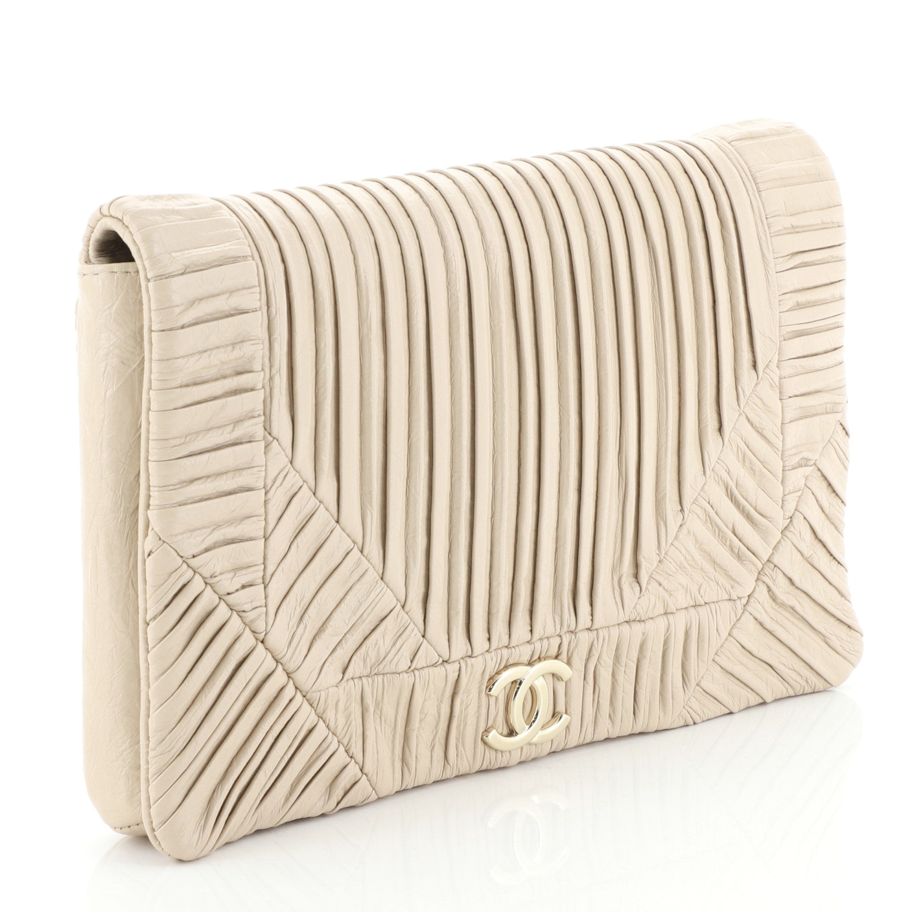 Coco Pleats Flap Clutch Pleated Crumpled Calfskin Small