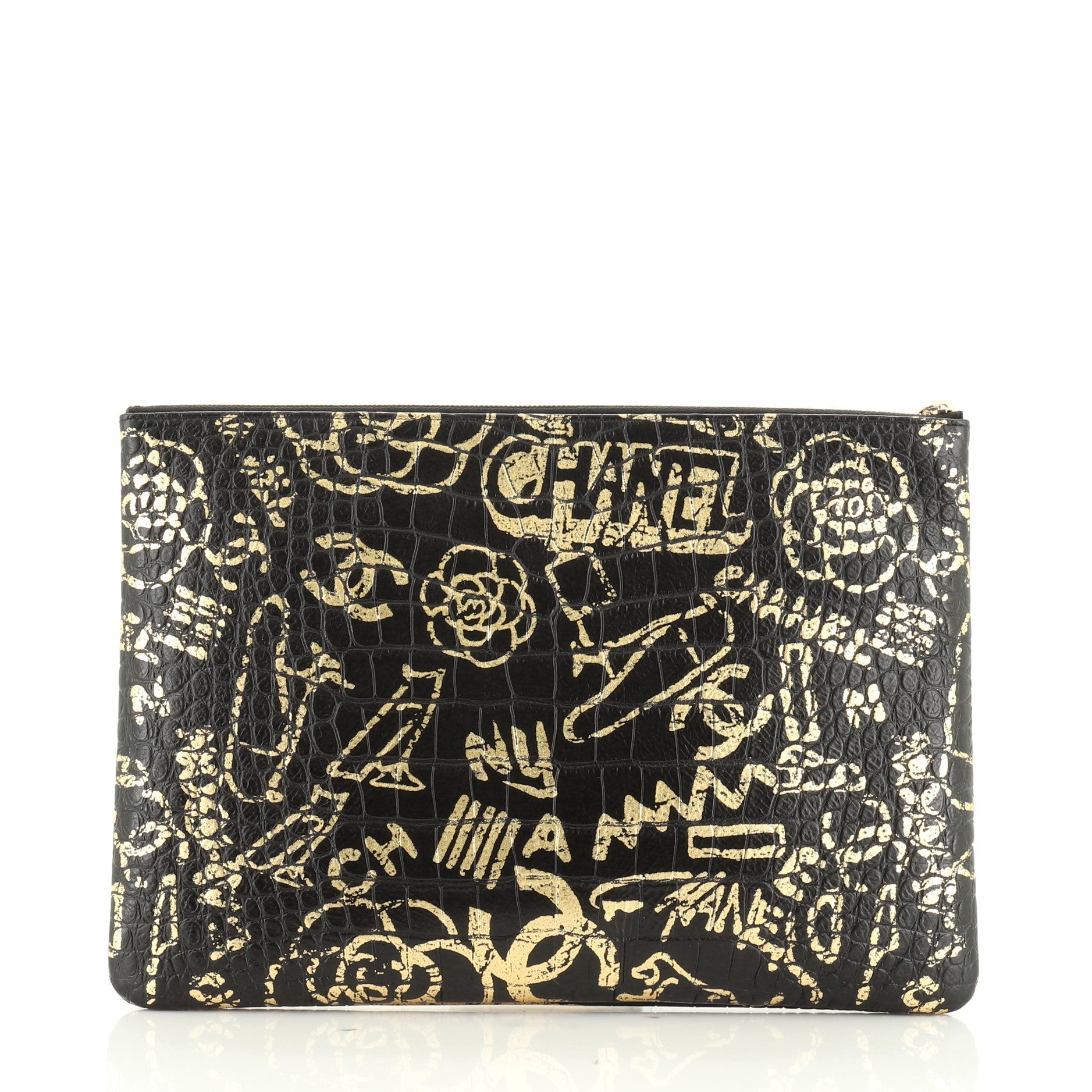 Reissue 2.55 O Case Clutch Graffiti Crocodile Embossed Calfskin Large
