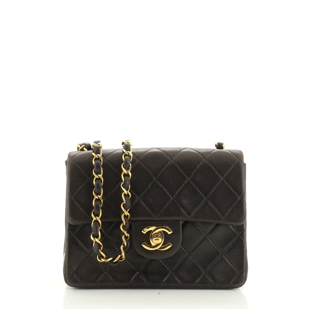 Vintage Square Classic Single Flap Bag Quilted Lambskin Mini