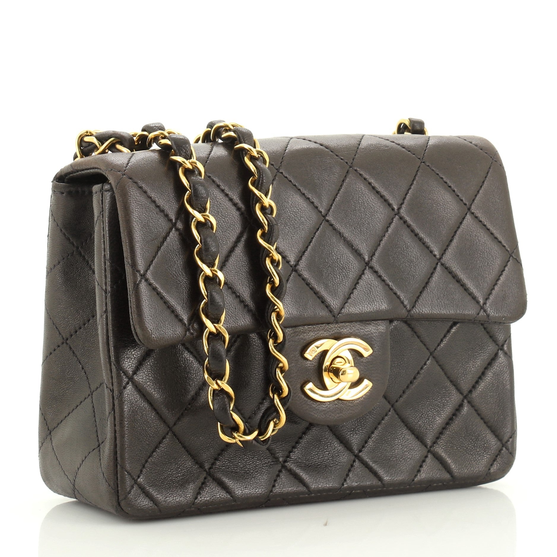 Vintage Square Classic Single Flap Bag Quilted Lambskin Mini